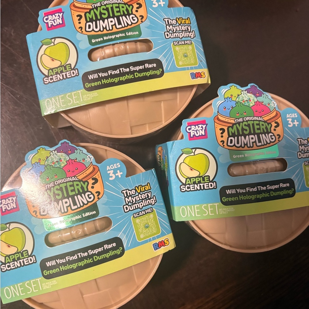 Crazy Fun Mystery Dumpling Apple Scented- Green Holographic Dumpling? SET of 3
